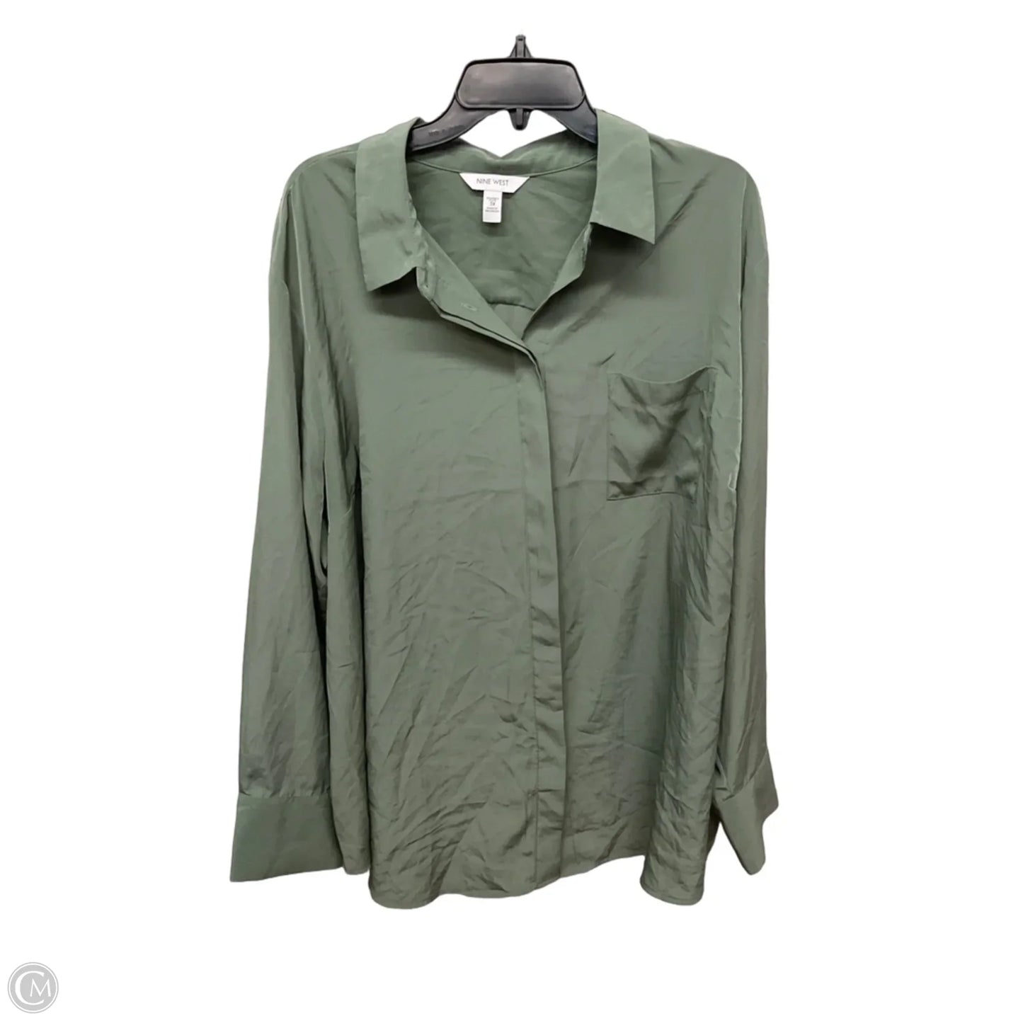 Blouse Long Sleeve By Nine West In Green, Size: 3x