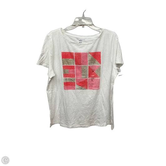 Top Short Sleeve By Tommy Hilfiger In Pink & White, Size: Xl