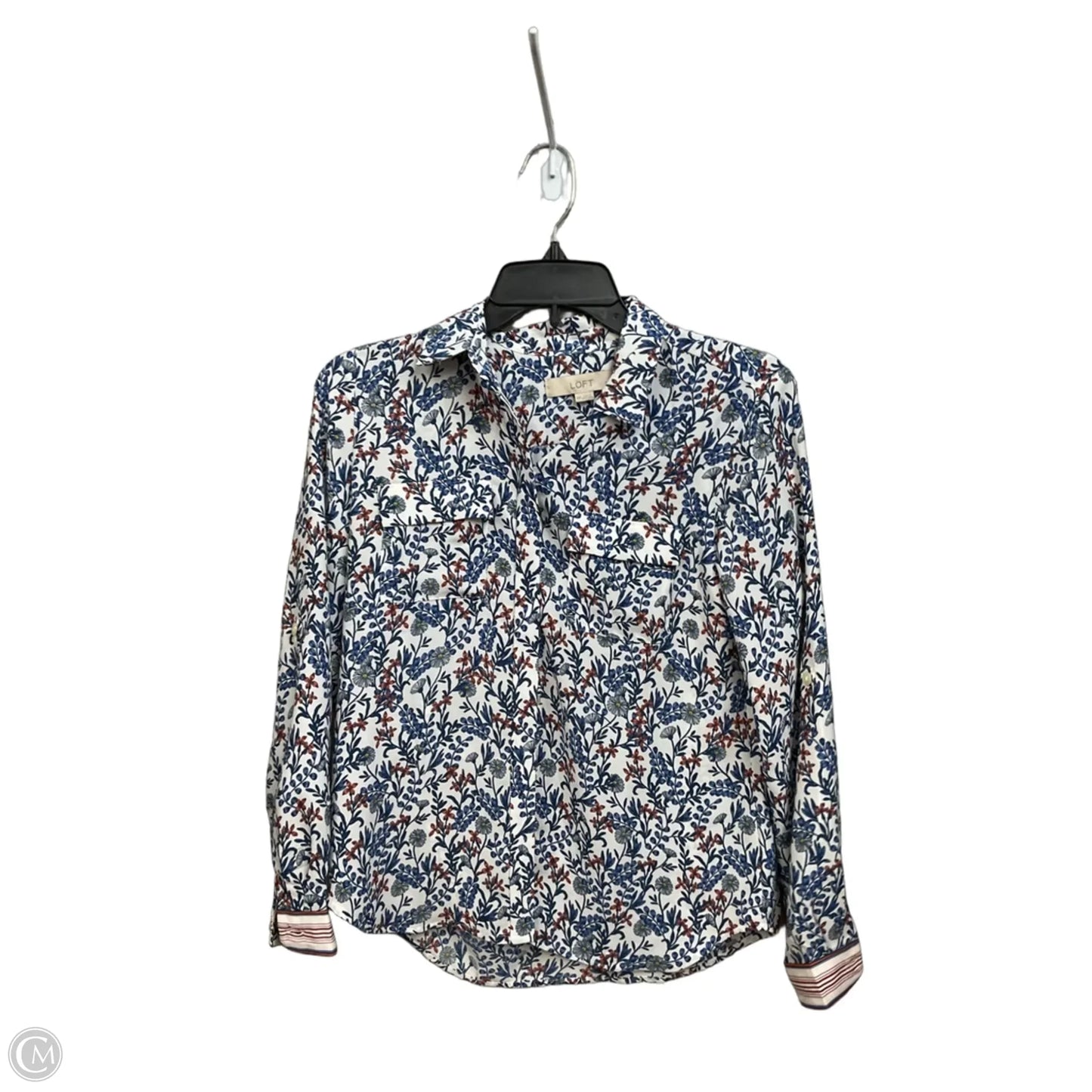 Blouse Long Sleeve By Loft In Floral Print, Size: Xsp