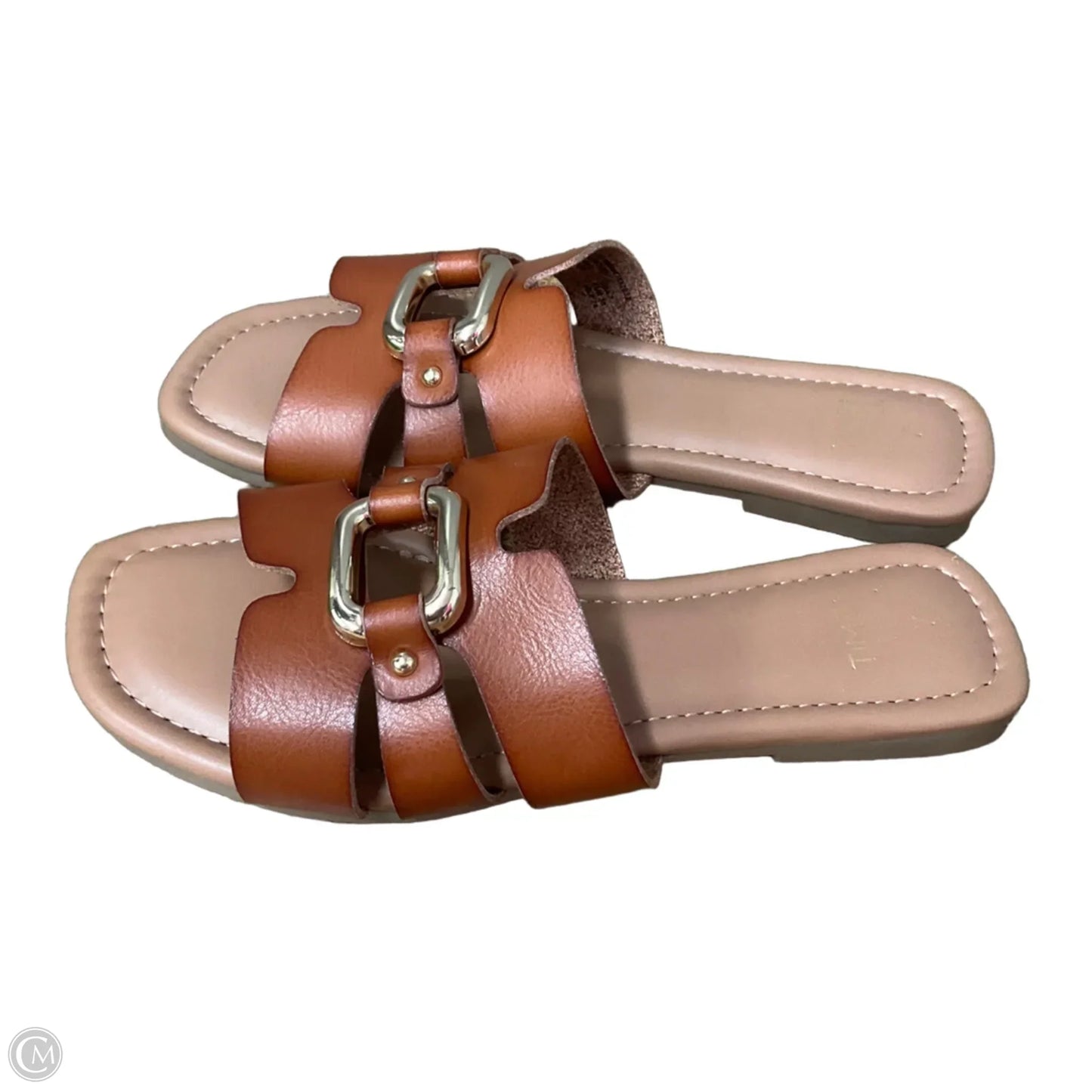 Sandals Flats By Time And Tru In Brown & Tan, Size: 7
