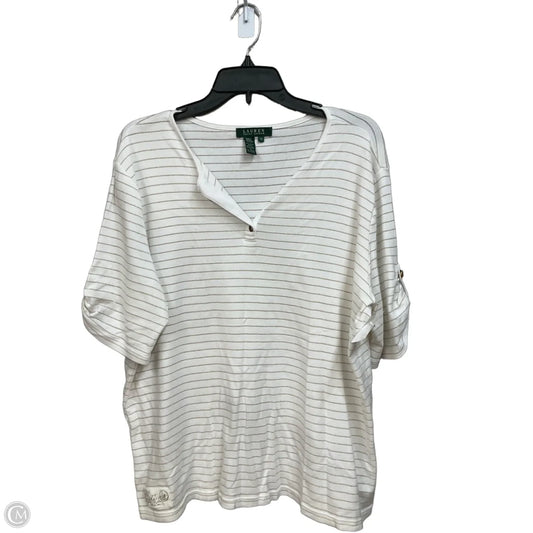 Top Short Sleeve By Lauren By Ralph Lauren In Striped Pattern, Size: 2x
