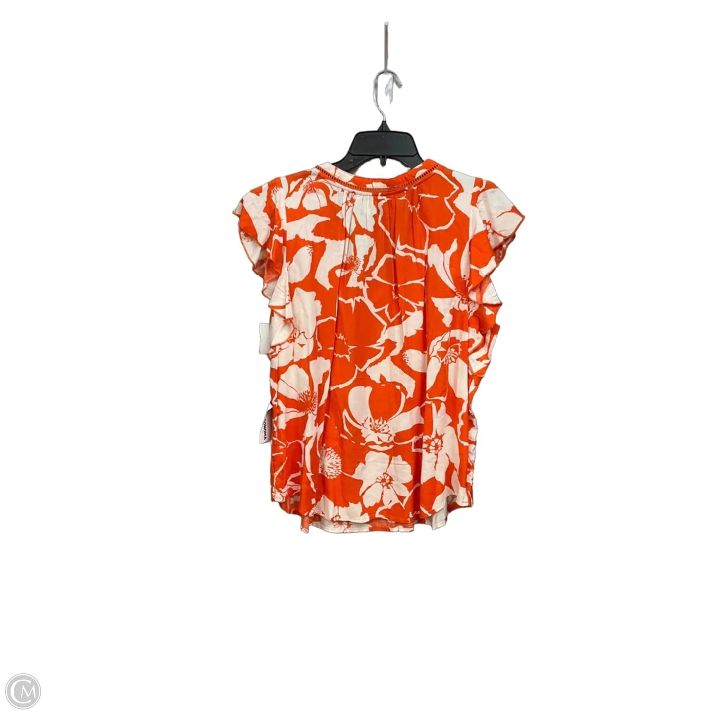 Top Short Sleeve By Sonoma In Orange & White, Size: L