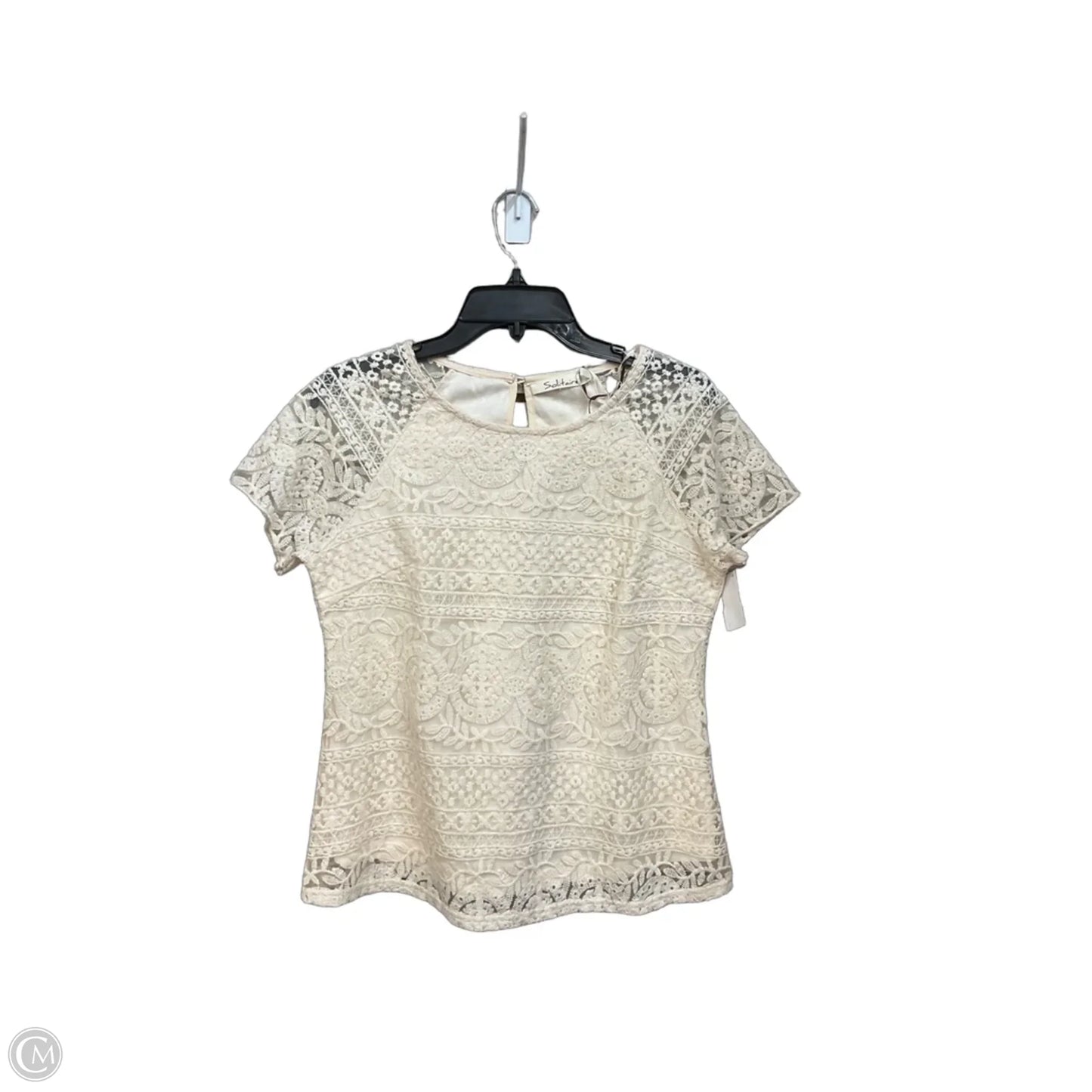 Top Short Sleeve By Solitaire In Cream, Size: M