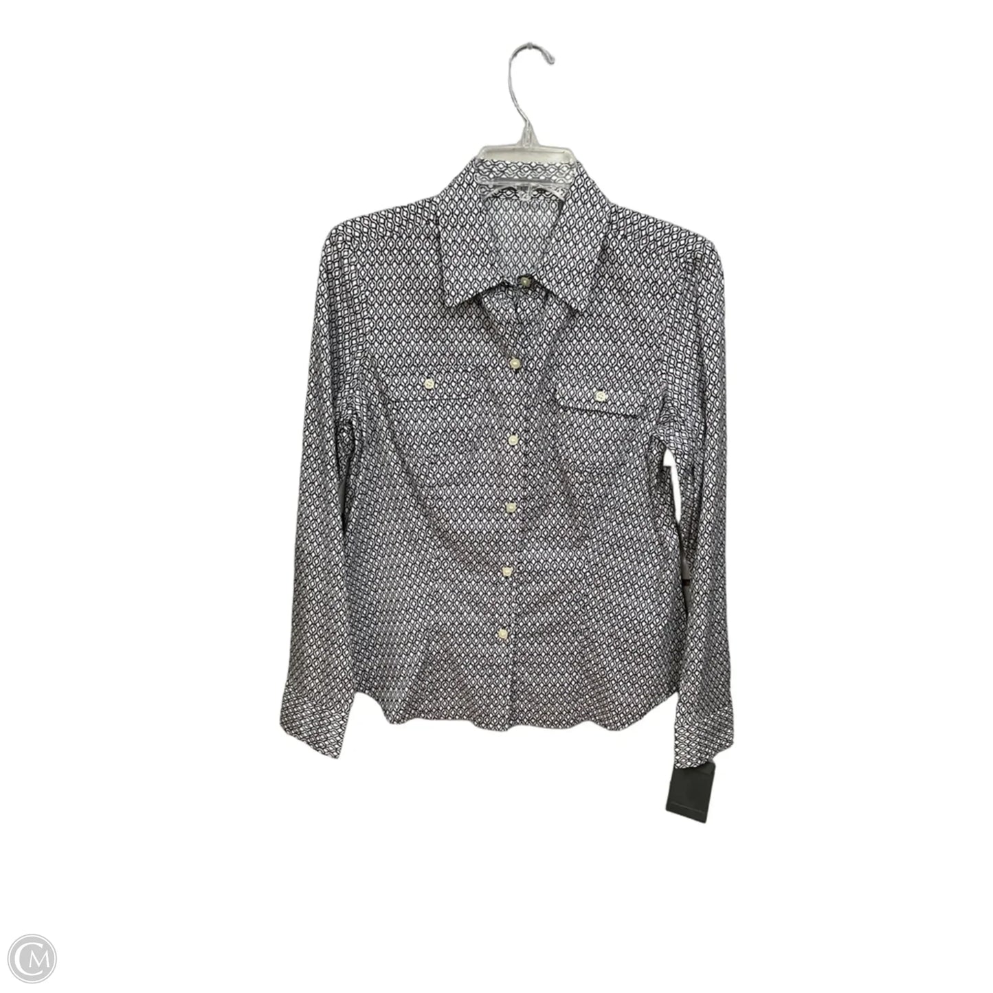 Blouse Long Sleeve By Liz Claiborne In Blue & White, Size: S