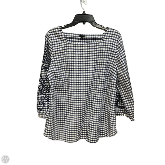 Top 3/4 Sleeve By Talbots In Checkered Pattern, Size: Xl