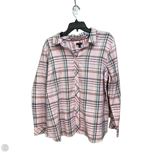 Top Long Sleeve By Talbots In Plaid Pattern, Size: Xl