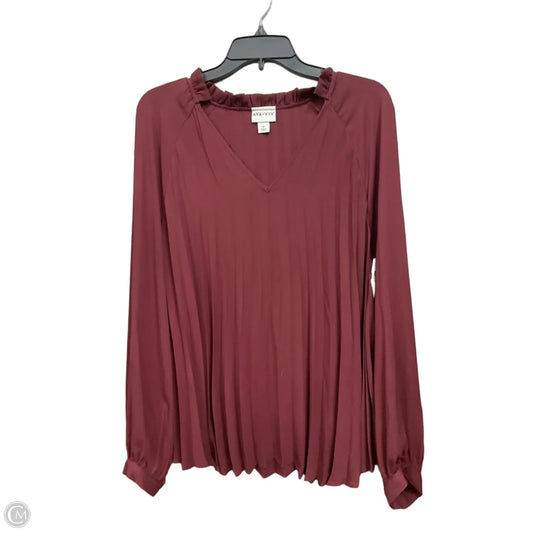Top Long Sleeve By Ava & Viv In Maroon, Size: 1x