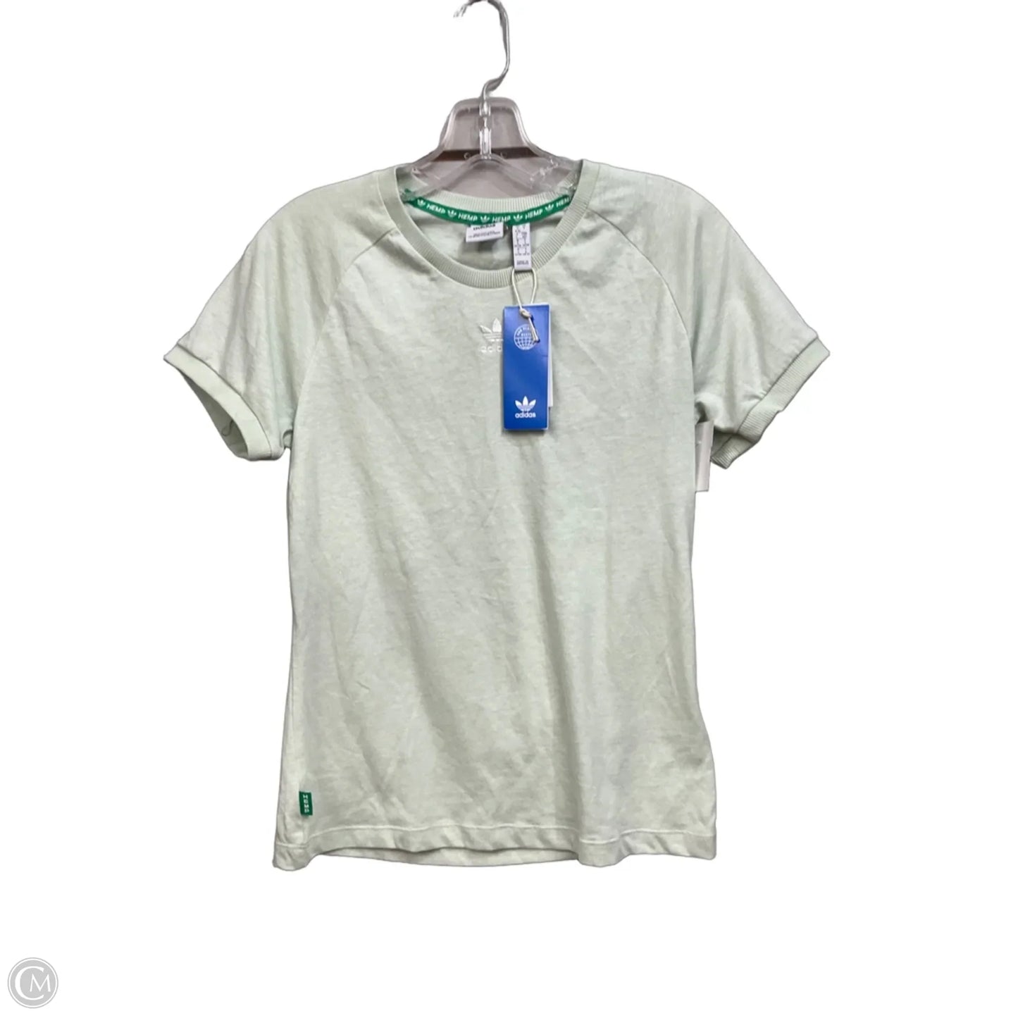 Athletic Top Short Sleeve By Adidas In Green, Size: S