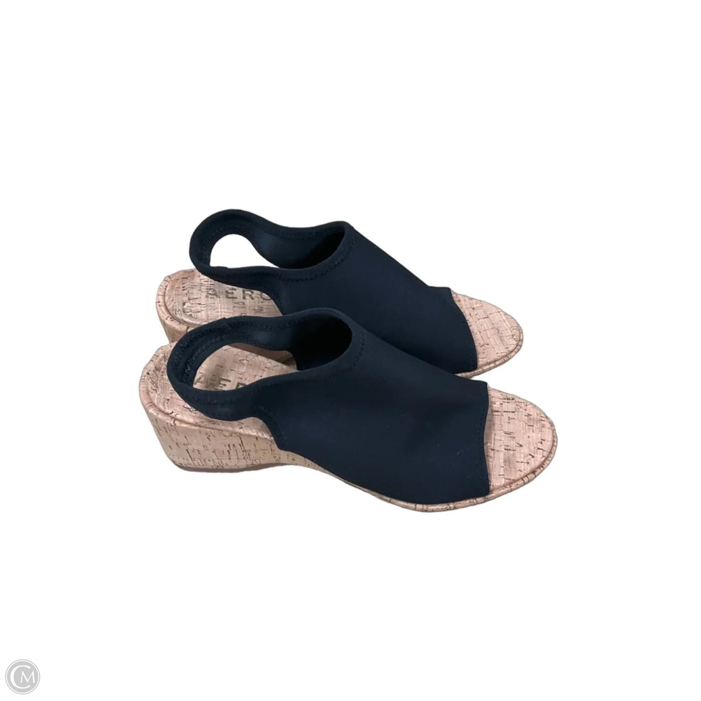 Sandals Heels Wedge By Aerosoles In Black & Tan, Size: 8.5