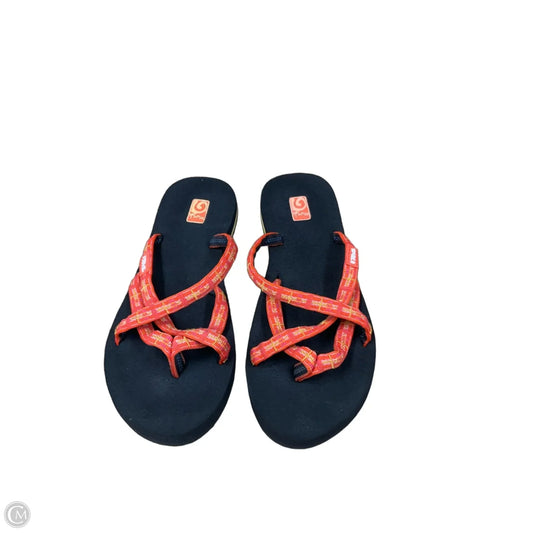 Sandals Flip Flops By Teva In Black & Orange, Size: 8