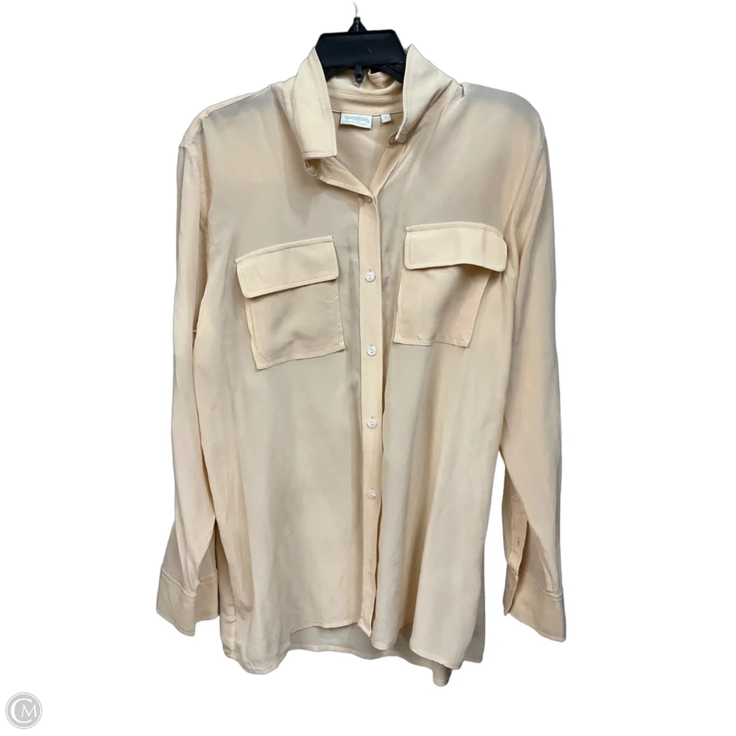 Blouse Long Sleeve By Spartina In Tan, Size: L