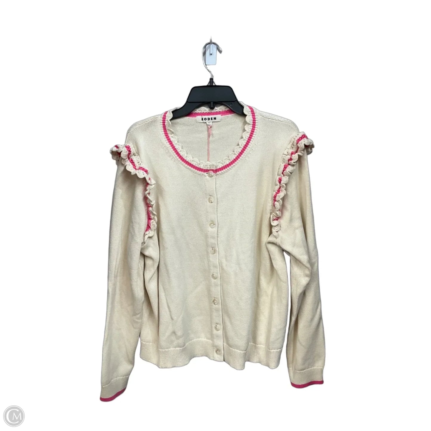 Cardigan By Boden In Cream & Pink, Size: Xl