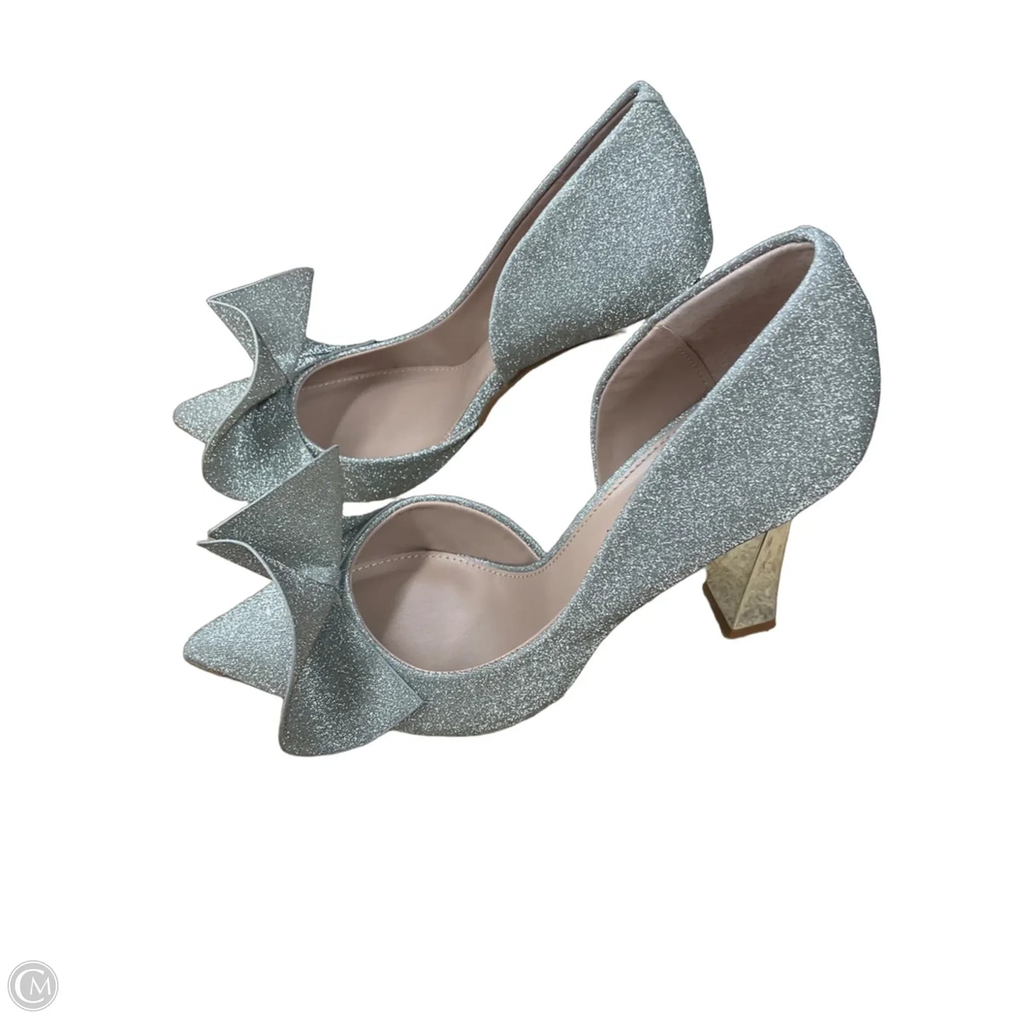 Shoes Heels Block By Betsey Johnson In Silver, Size: 9.5