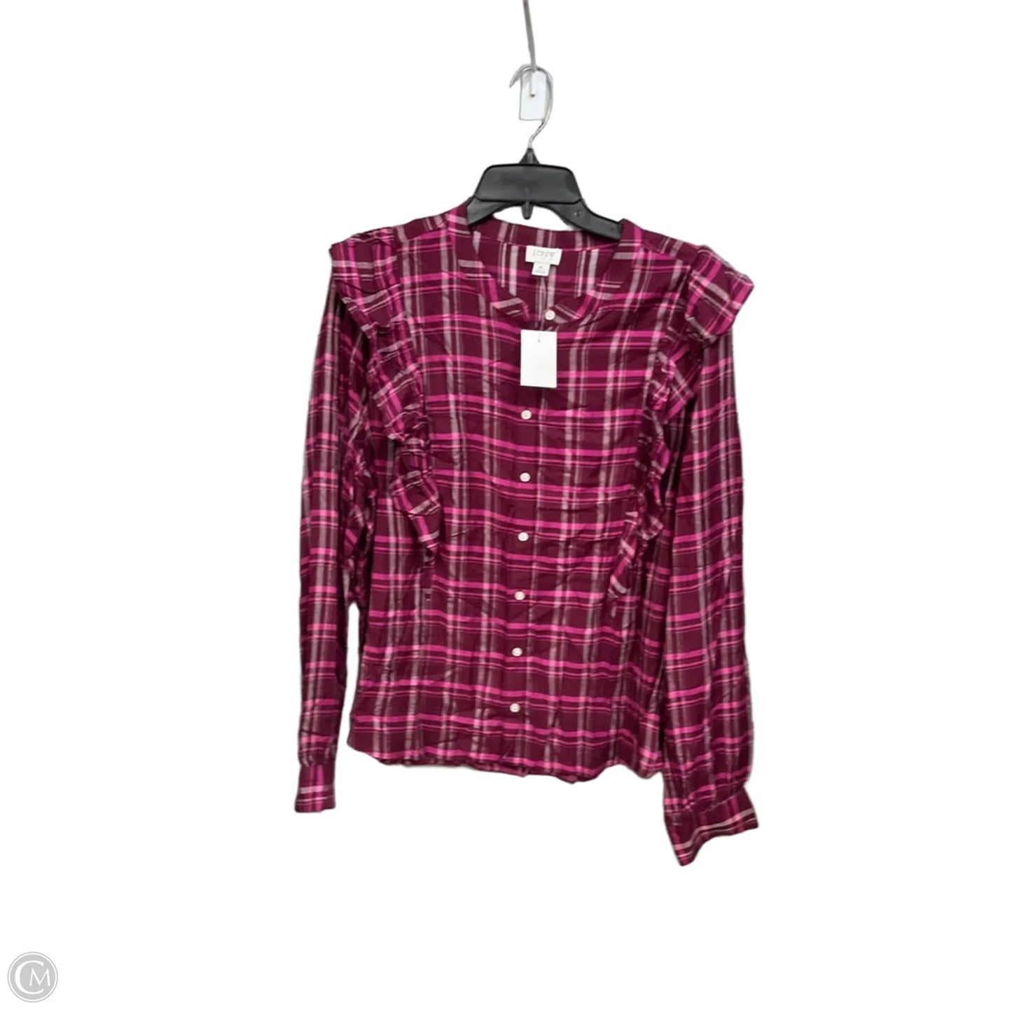 Top Long Sleeve By J. Crew In Plaid Pattern, Size: Xl
