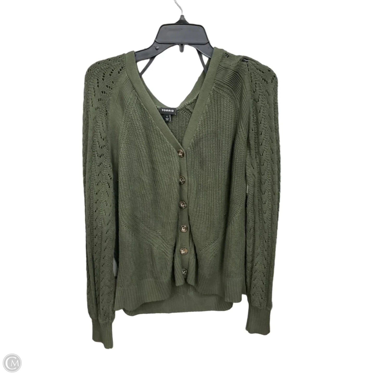 Sweater Cardigan By Torrid In Green, Size: 1x