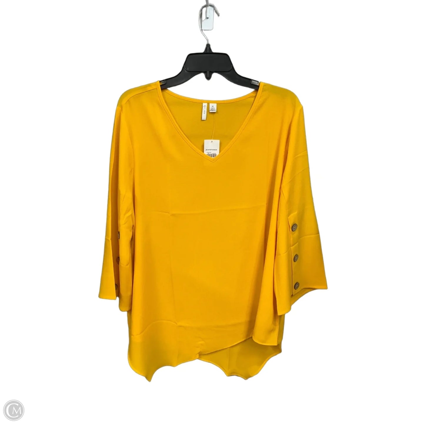 Top 3/4 Sleeve By Cato In Yellow, Size: Xl