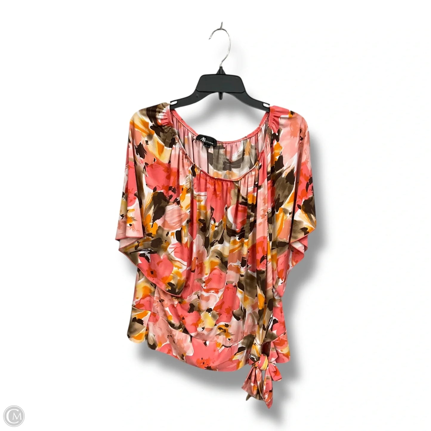 Top Short Sleeve By Ab Studio In Floral Print, Size: L
