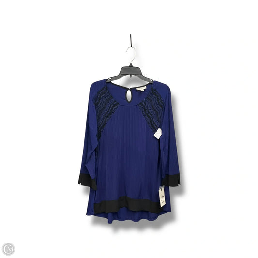 Top Long Sleeve By Dana Buchman In Navy, Size: Xl