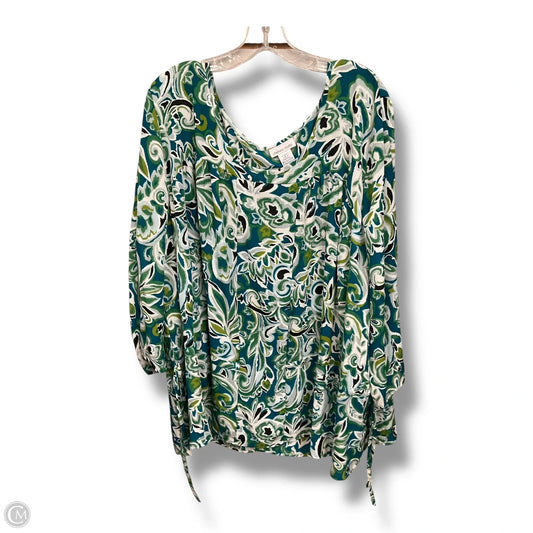 Top 3/4 Sleeve By Chelsea Studio In Tropical Print, Size: 3x
