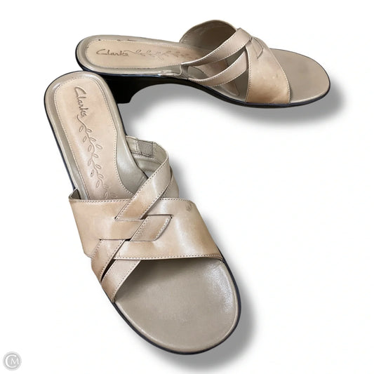 Sandals Heels Block By Clarks In Tan, Size: 9