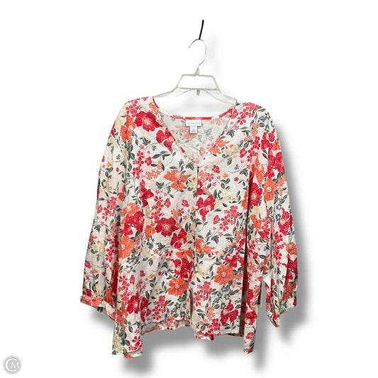 Top 3/4 Sleeve By Liz Claiborne In Floral Print, Size: 3x