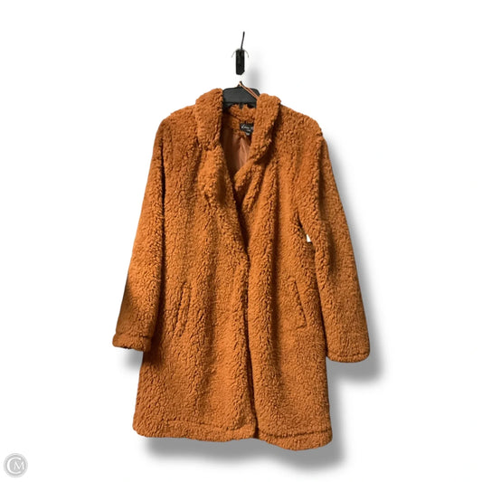 Coat Faux Fur & Sherpa By Love Tree In Brown, Size: L