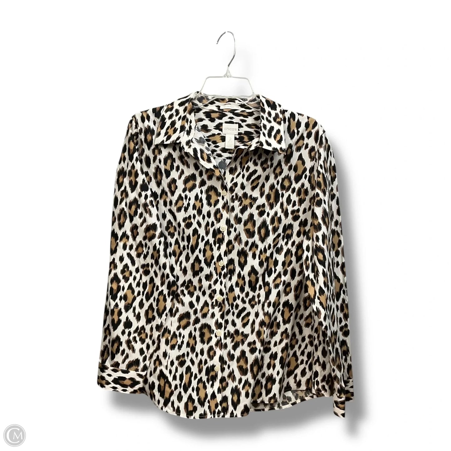Blouse Long Sleeve By Chicos In Animal Print, Size: L
