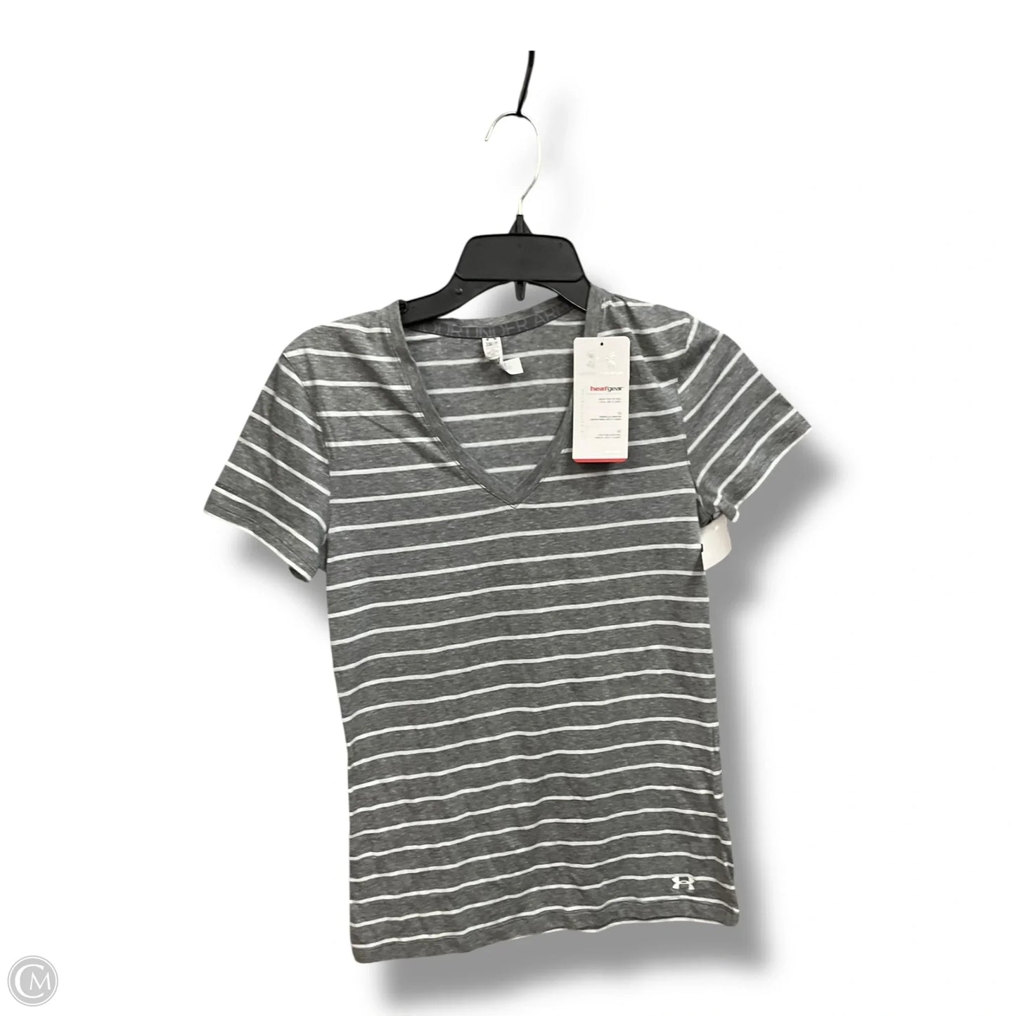 Athletic Top Short Sleeve By Under Armour In Striped Pattern, Size: S