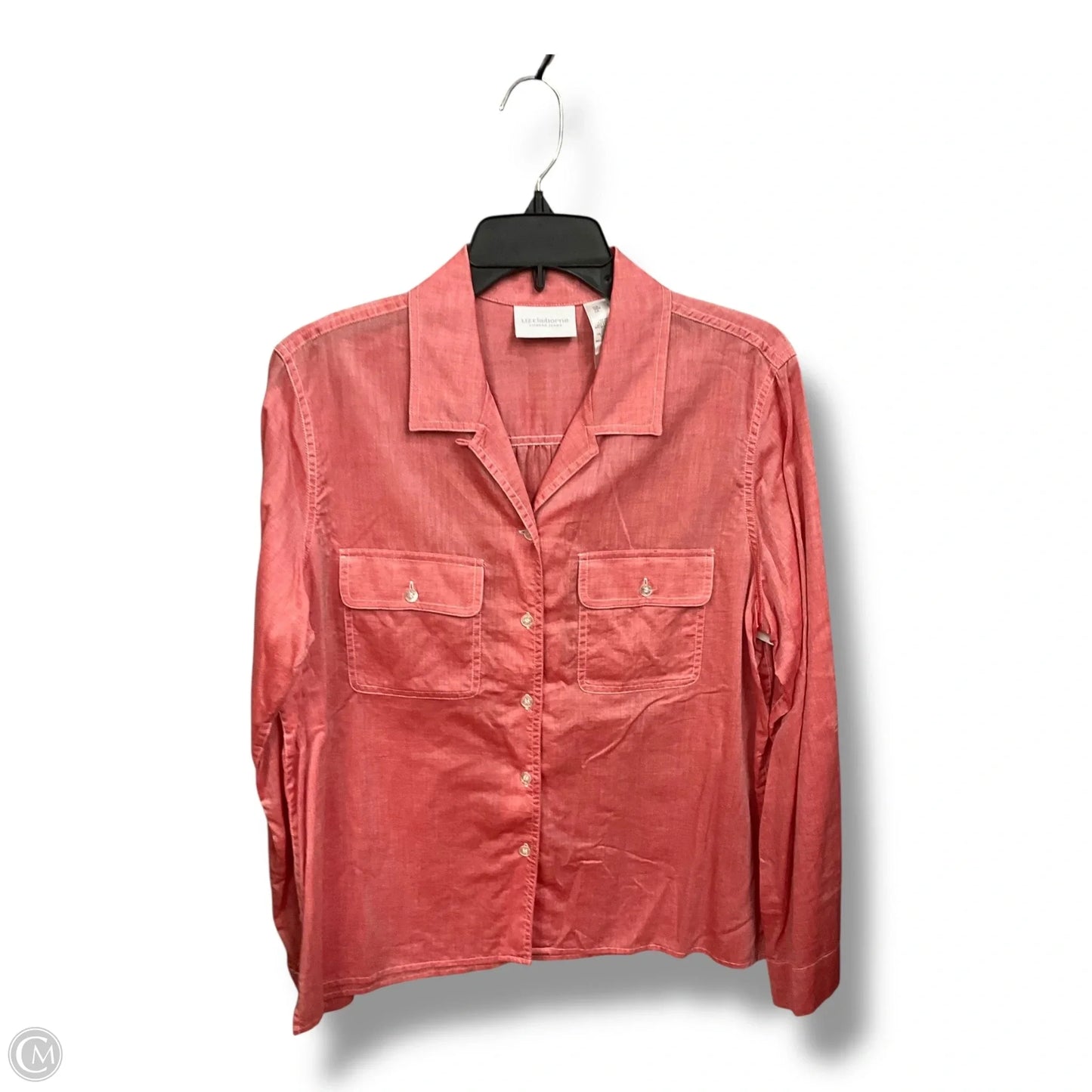Blouse Long Sleeve By Liz Claiborne In Pink, Size: L