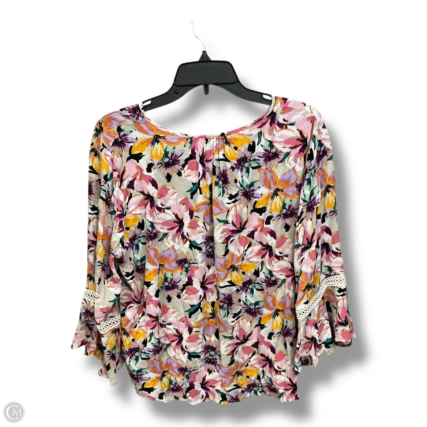 Blouse 3/4 Sleeve By Agb In Floral Print, Size: Lp