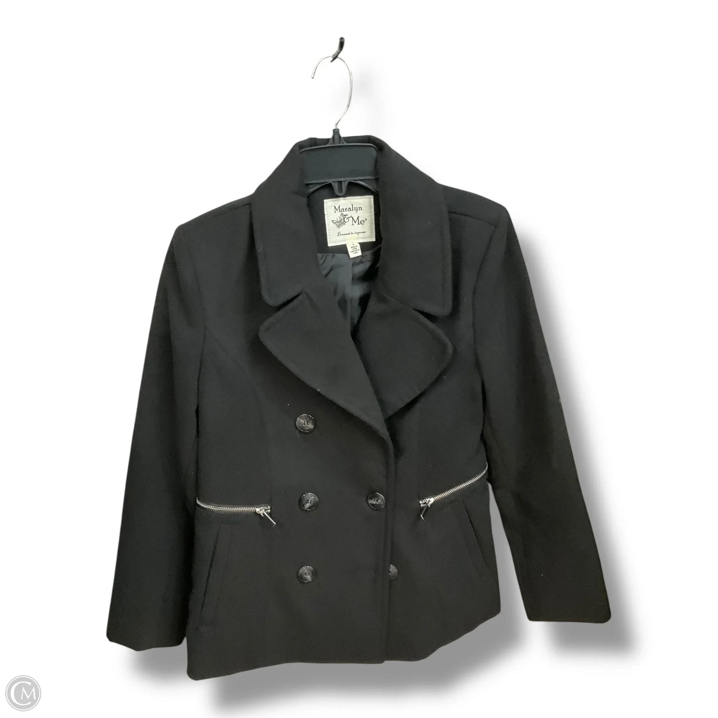 Coat Peacoat By Clothes Mentor In Black, Size: L