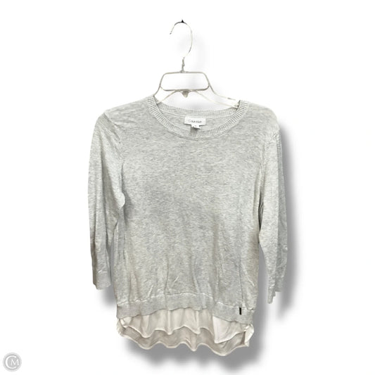 Top 3/4 Sleeve By Calvin Klein In Grey, Size: M