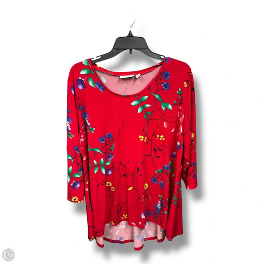 Top 3/4 Sleeve By Susan Graver In Floral Print, Size: 1x