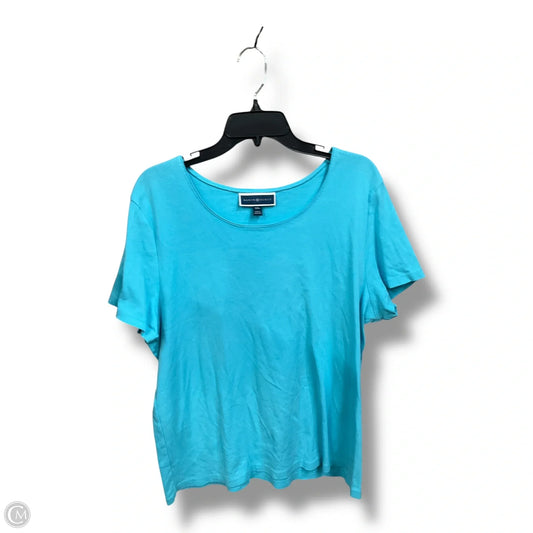 Top Short Sleeve Basic By Karen Scott In Aqua, Size: Xxl