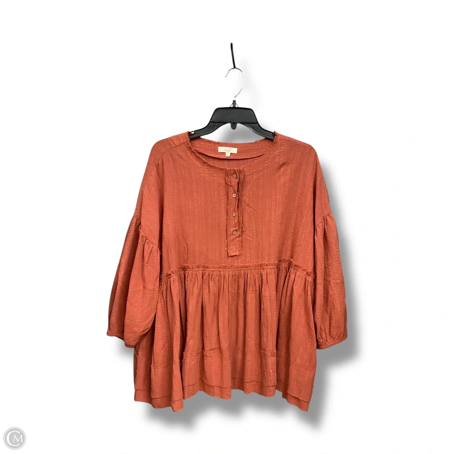 Top 3/4 Sleeve By Easel In Orange, Size: M