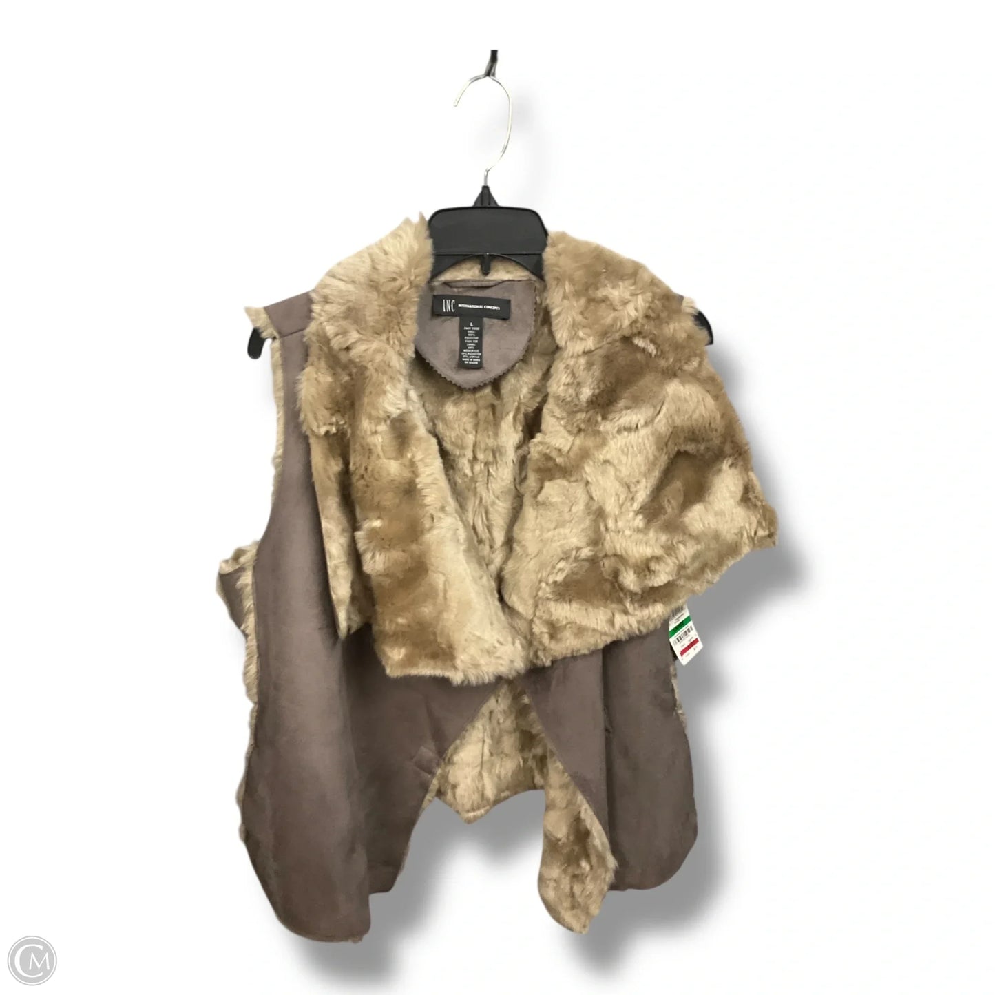 Vest Faux Fur & Sherpa By Inc In Taupe, Size: L