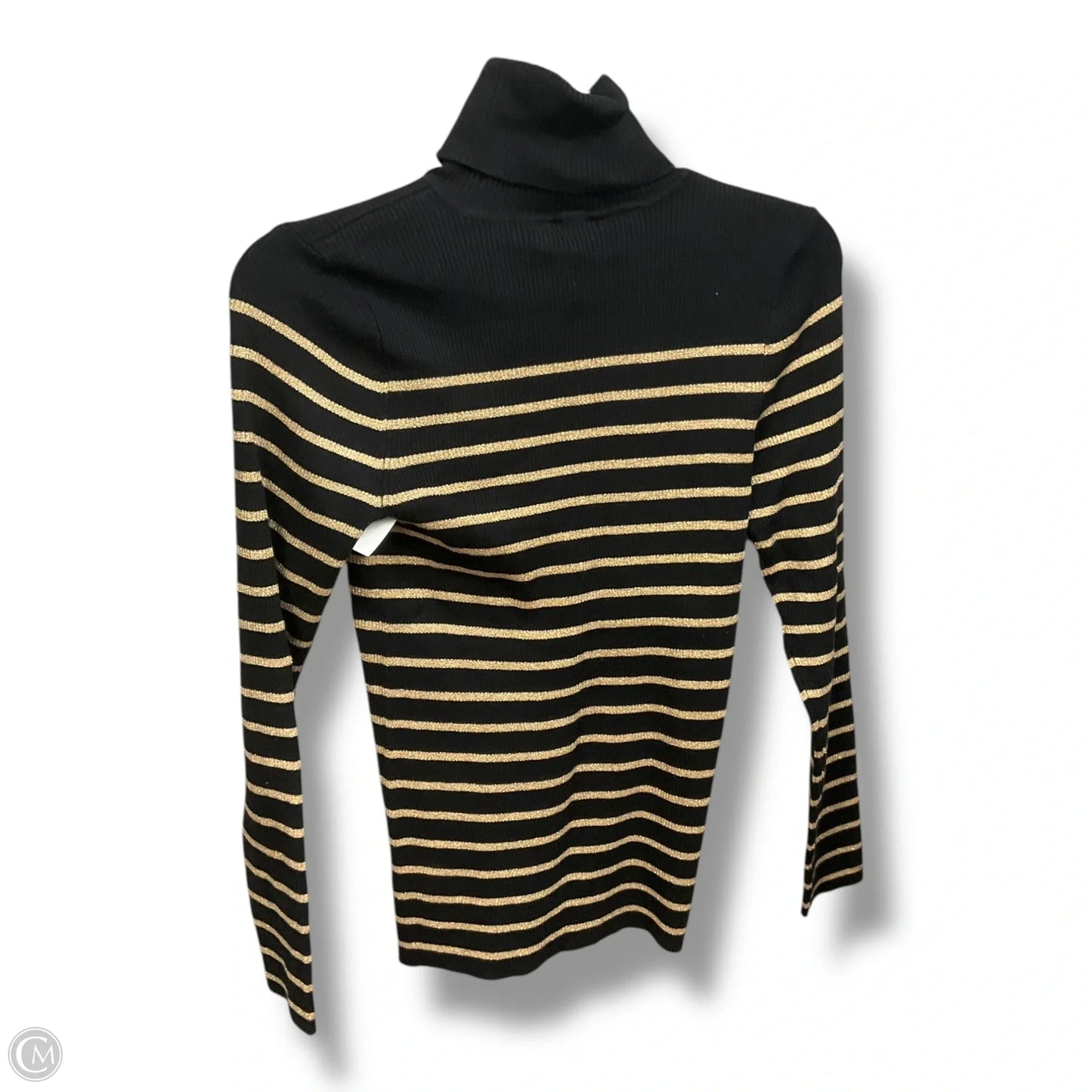 Top Long Sleeve By Lauren By Ralph Lauren In Black & Gold, Size: M