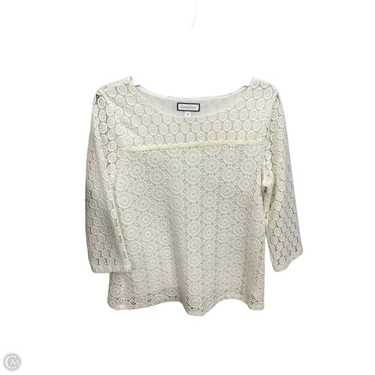 Top 3/4 Sleeve By Charter Club In Cream, Size: M