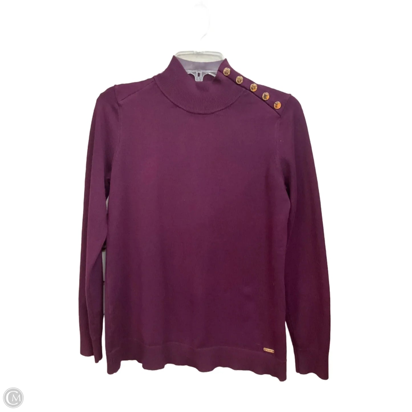 Top Long Sleeve Basic By Calvin Klein In Purple, Size: S