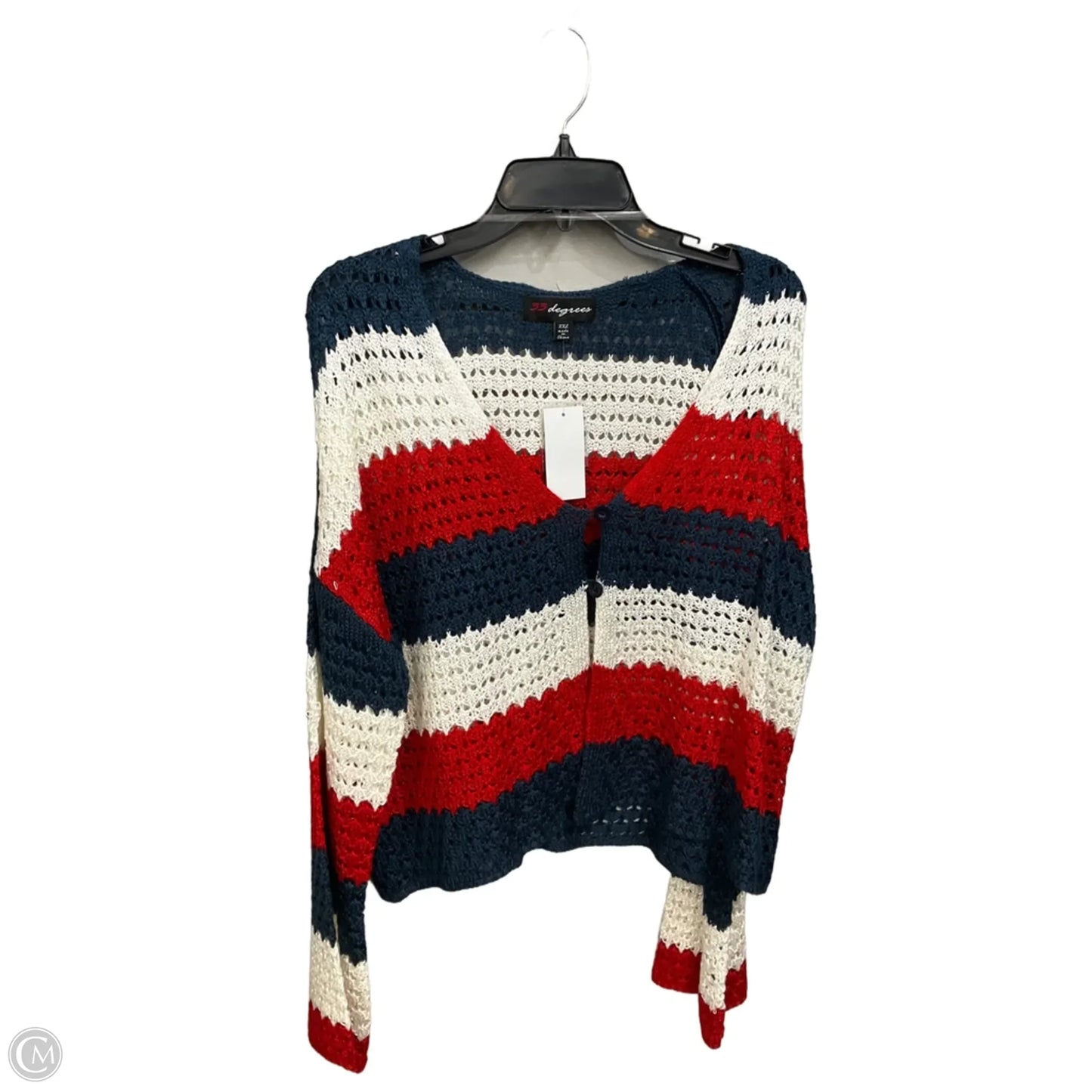 Sweater Cardigan By Clothes Mentor In Blue & Red & White, Size: Xxl