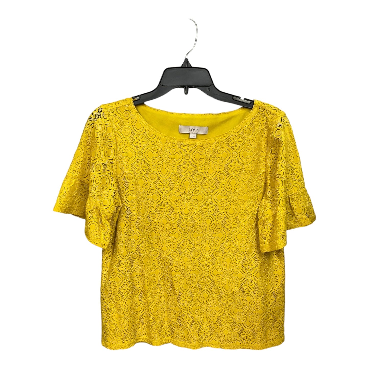 Yellow Top Short Sleeve Loft, Size S