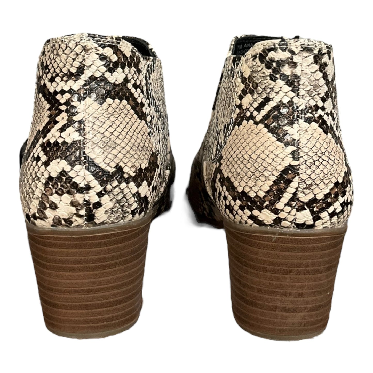 Snakeskin Print Boots Ankle Heels Ana, Size 7