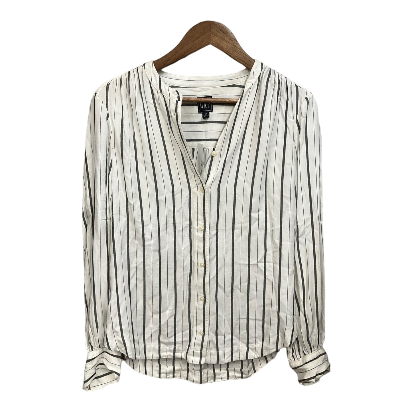 Blouse Long Sleeve By Gap In Striped Pattern, Size: M