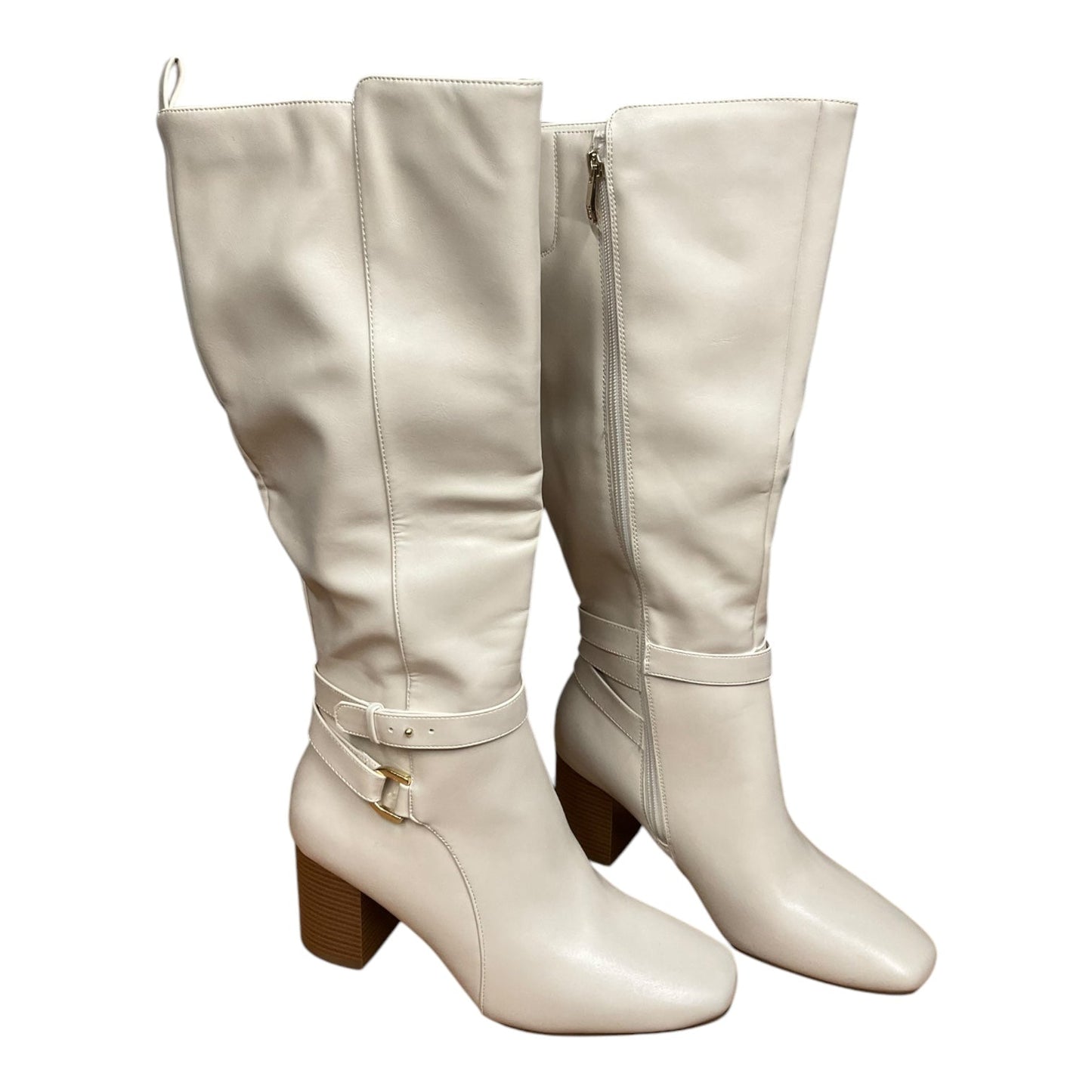 Boots Knee Heels By Liz Claiborne In Ivory, Size: 8.5