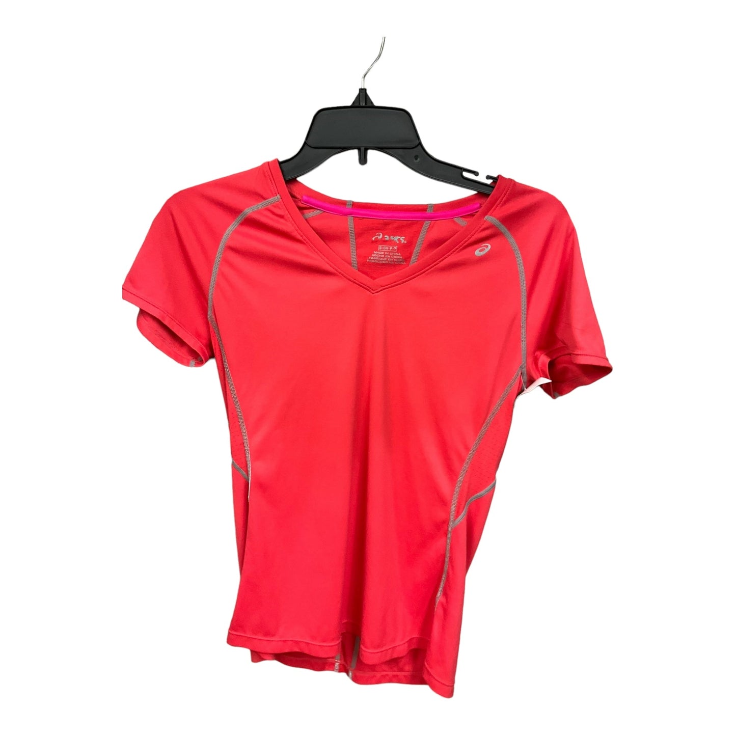 Red Athletic Top Short Sleeve Asics, Size S