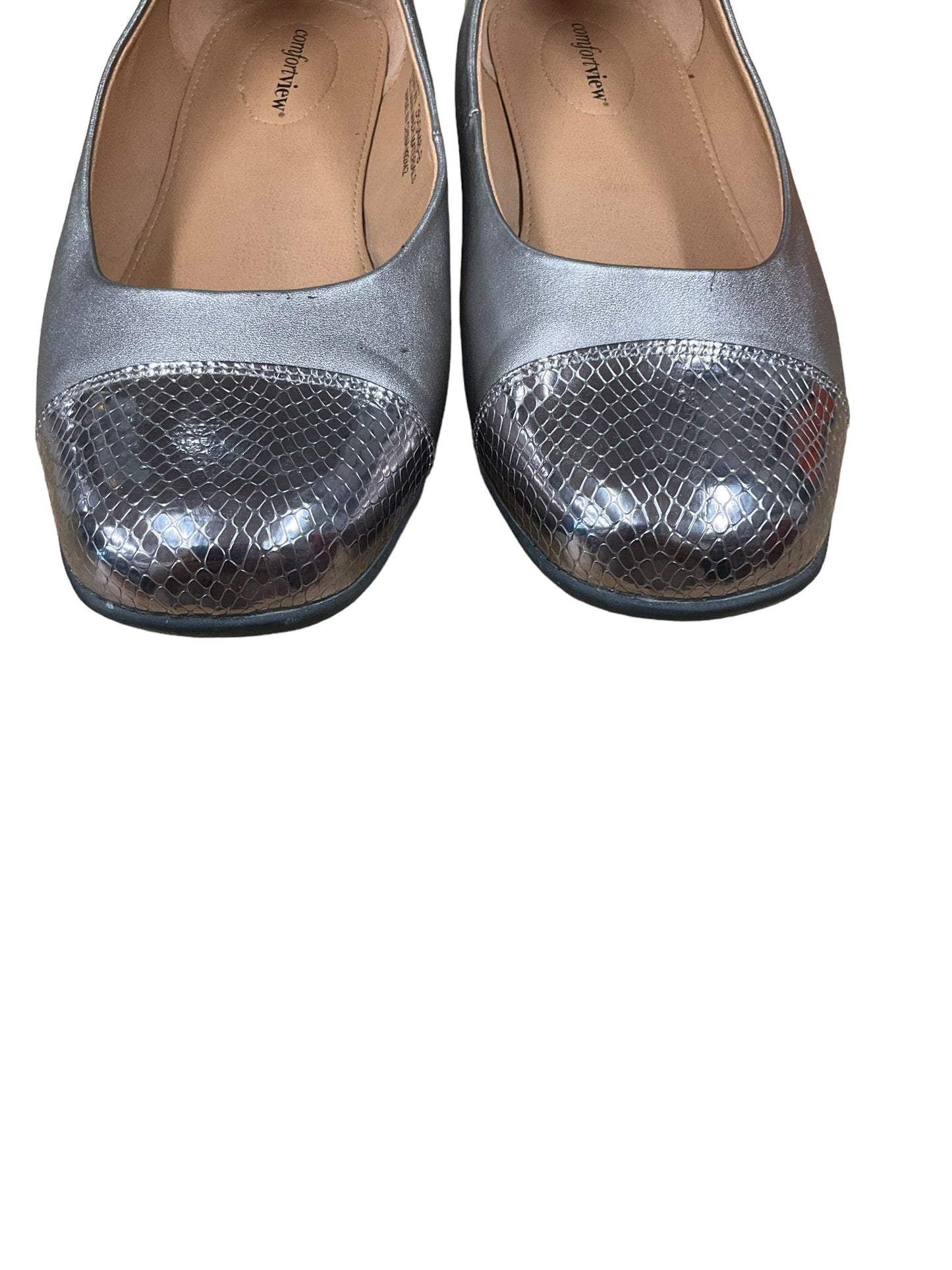 Silver Shoes Flats Comfortview, Size 10