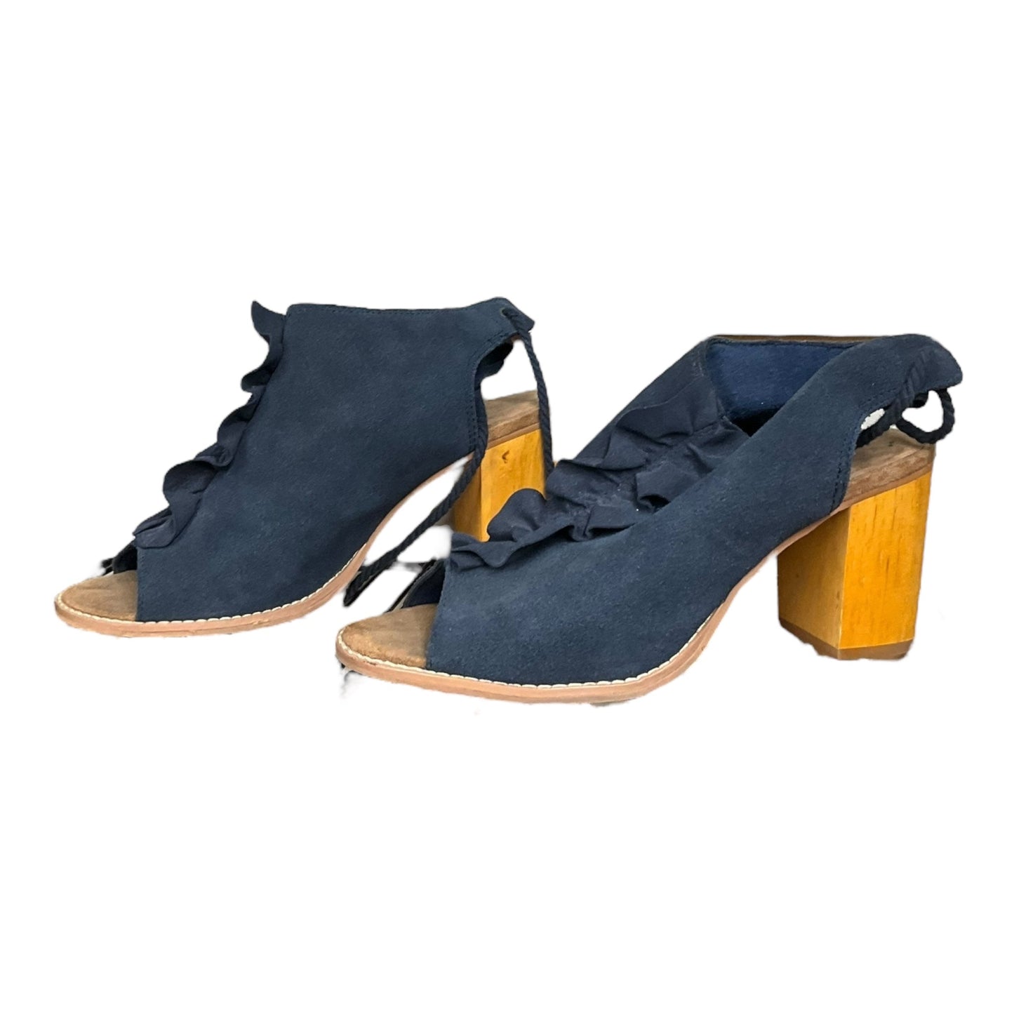 Navy Shoes Heels Block Toms, Size 7.5