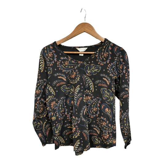 Top Long Sleeve By Christopher And Banks In Paisley Print, Size: Lp