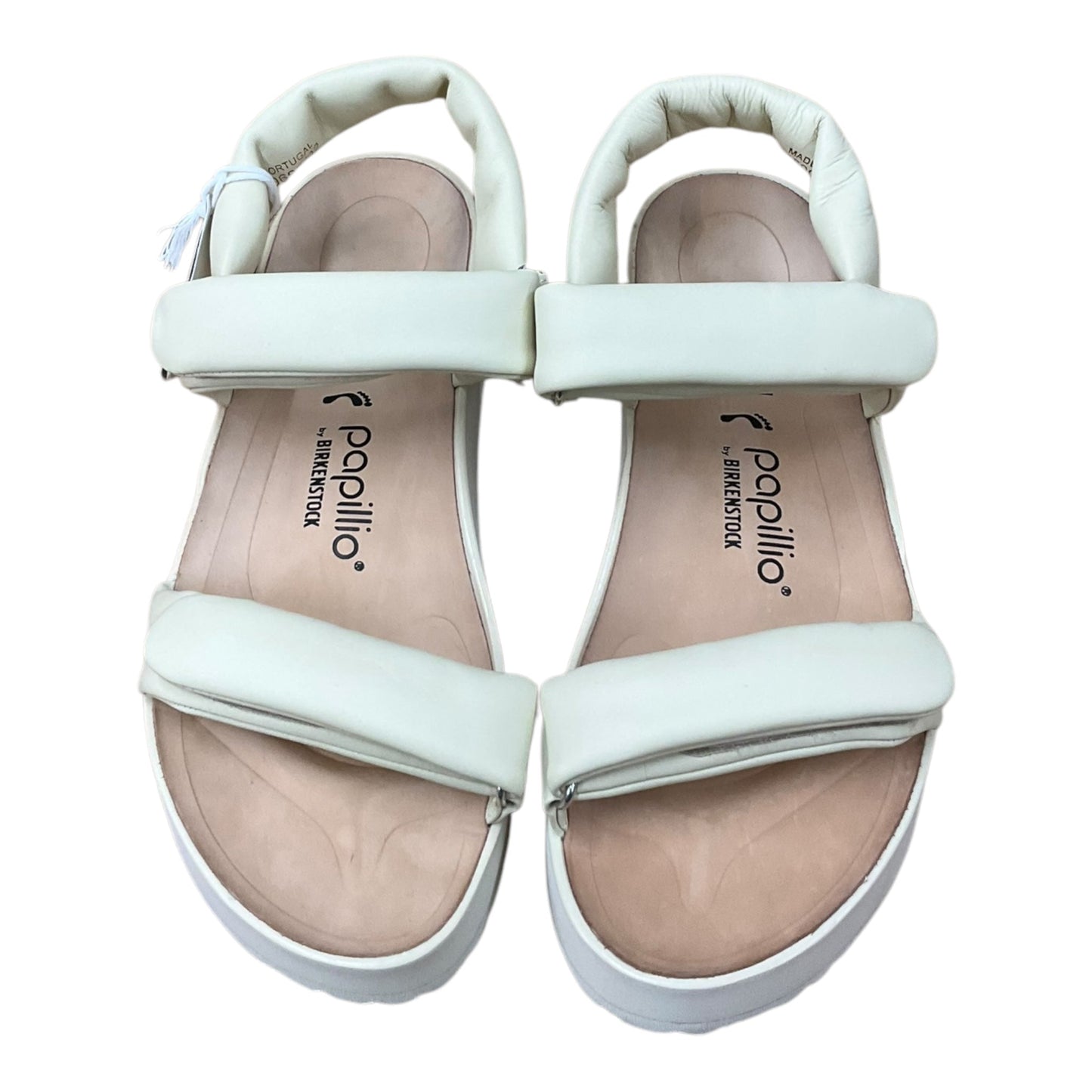 Sandals Heels Block By Birkenstock In Cream, Size: 10