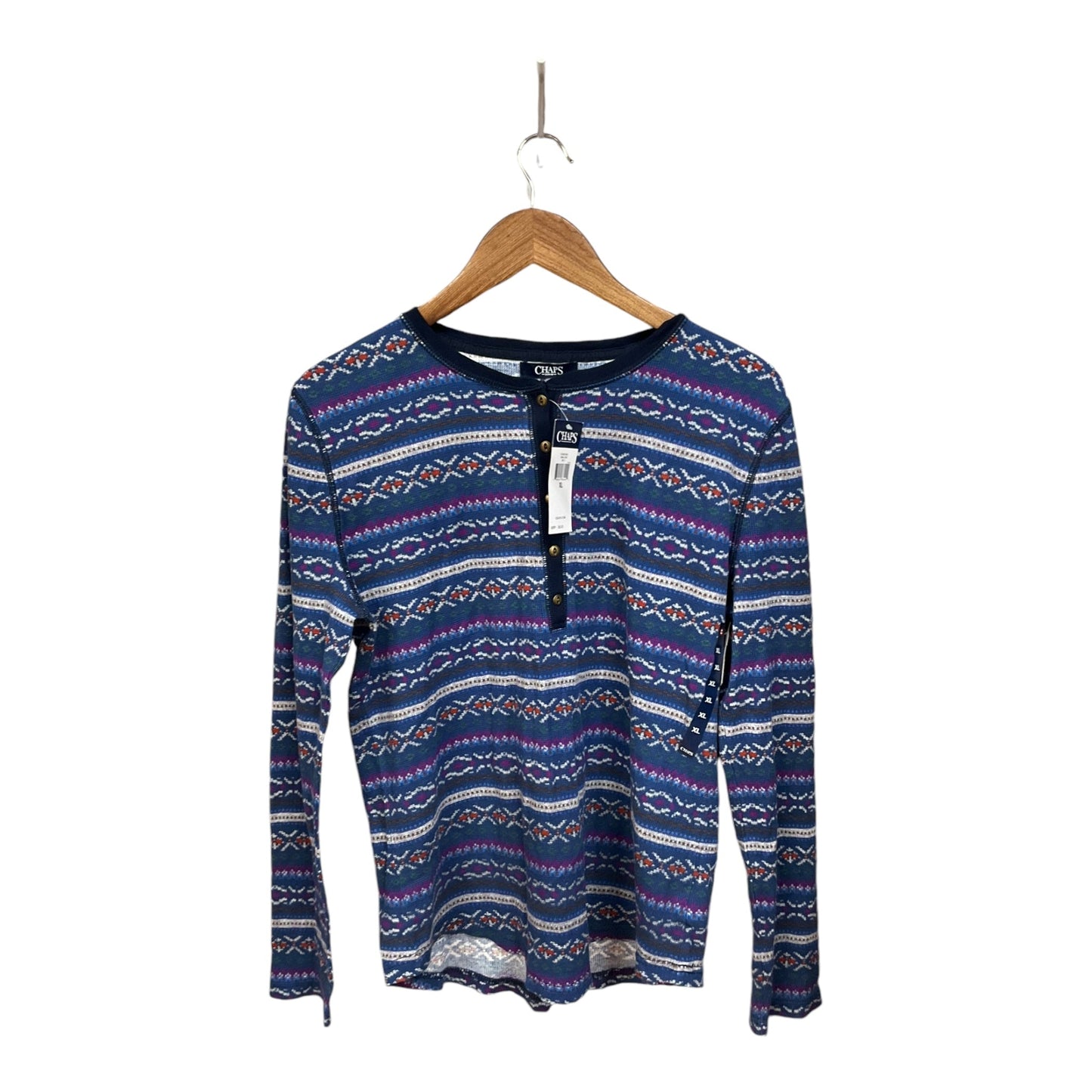 Top Long Sleeve By Chaps In Multi-colored, Size: Xl